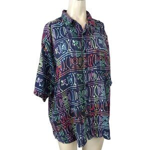HEY MAN - MEN'S M/L - MULTICOLOR SHORT SLEEVE COLLARED BUTTON SHIRT